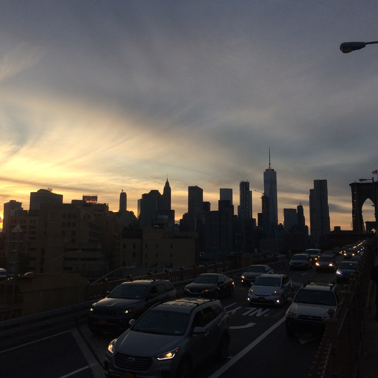 New york city manhattan skyline brooklyn bridge travel usa sunset