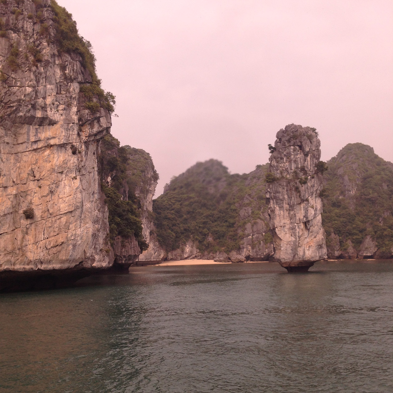 Stone cliffs in the Hạ Long Bay.